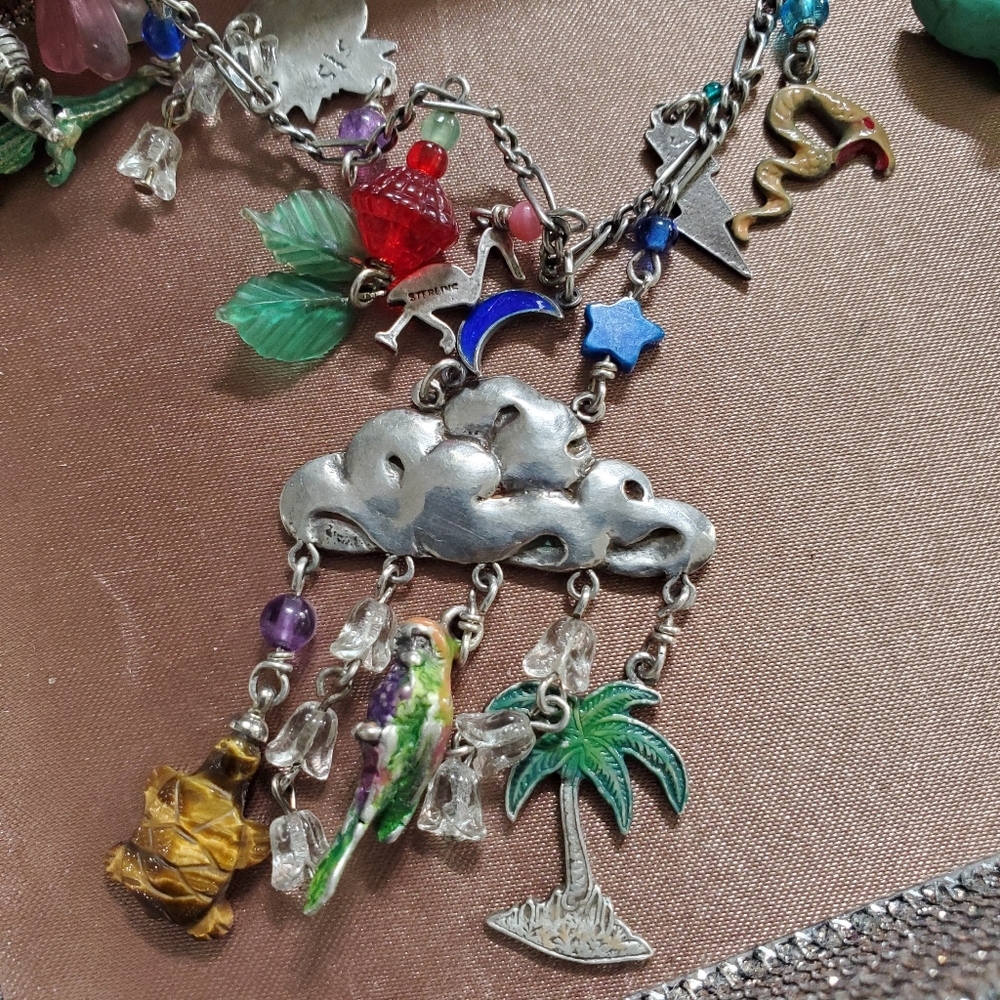 Vintage Lucy Issacs Sterling Rainforest Necklace - Picture 13 of 16
